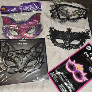 5 Piece LOT of Masquerade Ball Party Masks Halloween Costume Mardi Gras